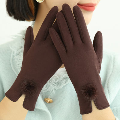 Dark Red Acrylic 55g Women Touch Screen Gloves , Warm Cycling Gloves